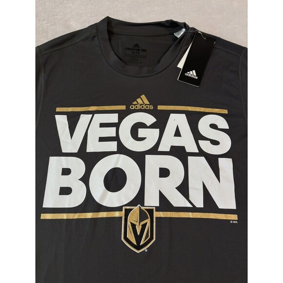 New VEGAS GOLDEN KNIGHTS Vegas Born Adidas Hockey Shirt Size Medium Creator - Picture 2 of 6